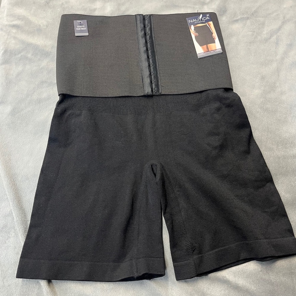 NWT Nautica Intimates High-Waist Shaping Thigh Slimmers Women 2X Black - Picture 2 of 7